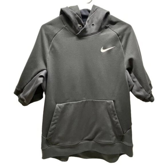 Nike Short Sleeve Hoodie Men's Large Gray Dri-Fit Basketball Activewear Top GUC - Picture 1 of 11